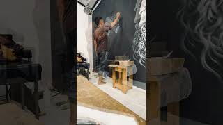 Proses mural step by step sampai jadi / Mural Barbershop / mural hitam putih