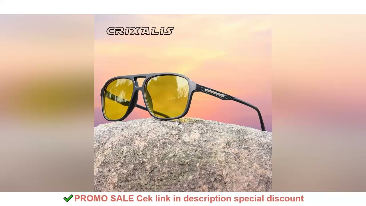 CRIXALIS Pilot Vintage Square Sunglasses Men Women Retro Driving Night Vision Sun Glasses Female Lux