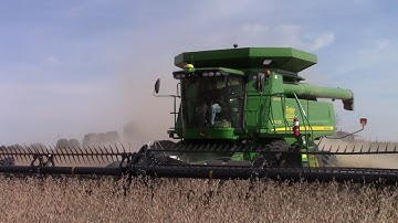 John Deere 9870 STS Combine Harvesting Double Crop Soybeans