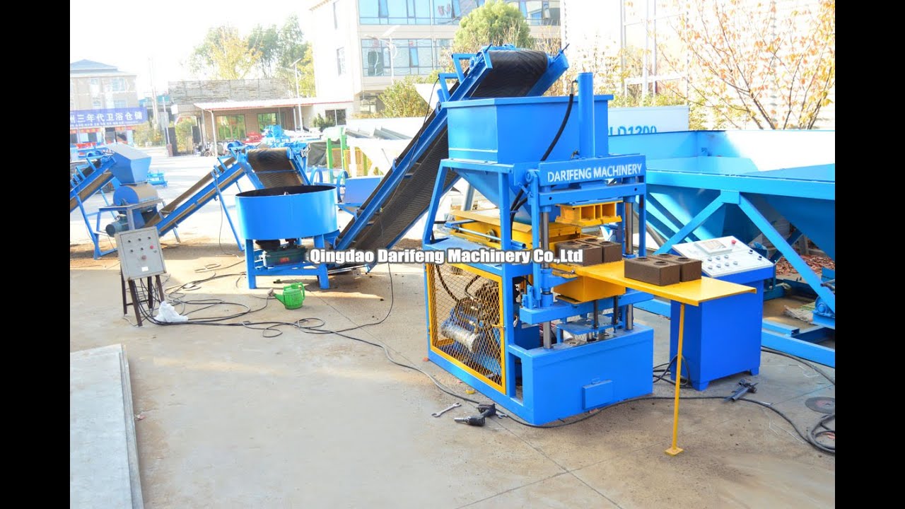 DF 2 10 brick machine for making interlocking bricks - YouTube