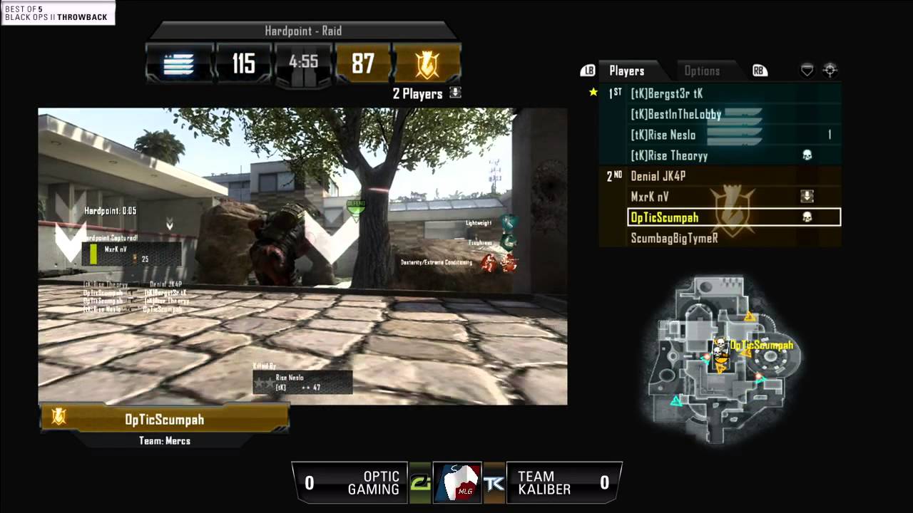 OpTic Gaming vs Team Kaliber Game 1 (MLG Black Ops 2 Throwback
