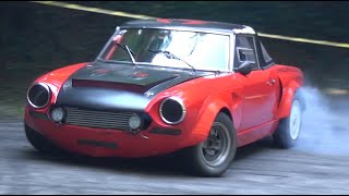 Turbo Fiat 124 Abarth Drifting On Mountain Touge - Ultimate Turbo Flutter Sound