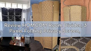 Review HOMCOM Room Divider, 3 Panel Folding Privacy Screen, 6FT Tall Portable Wicker Weave Partition