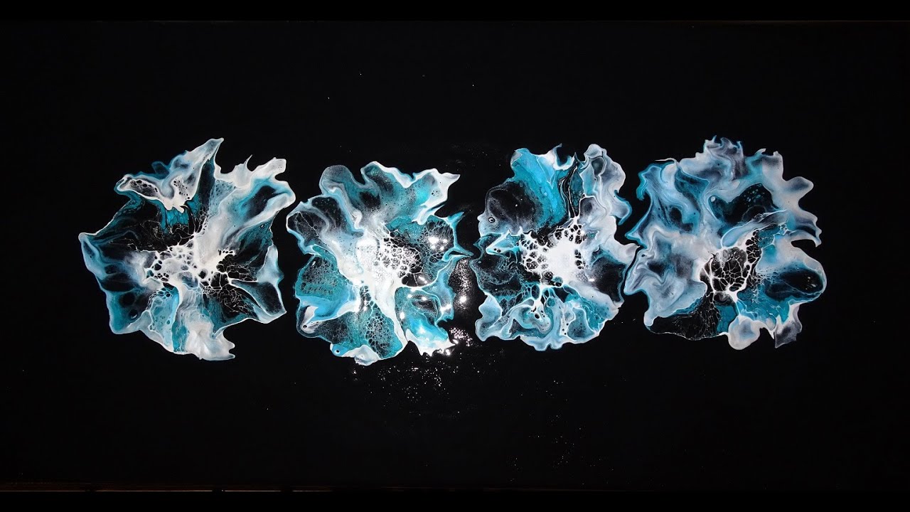43) 4 Flowers Acrylic Painting Fluid Art Abstract Art YouTube