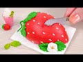 🍓 Sweet Miniature Strawberry Cake Decorating | Fresh Mini Fondant Fruit Cake Recipe | Tiny Cakes