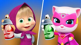 Talking Tom Cat vs Masha And The Bear Run, Talking Tom Hero Dash Gameplay, My Talking Tom Friends screenshot 2