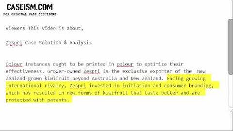 Zespri Case Solution & Analysis-  Caseism.com