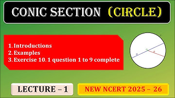 Conic section Circle class 11 ncert Exercise 10.1 and Examples #circle #conicsection #11thclass L- 1