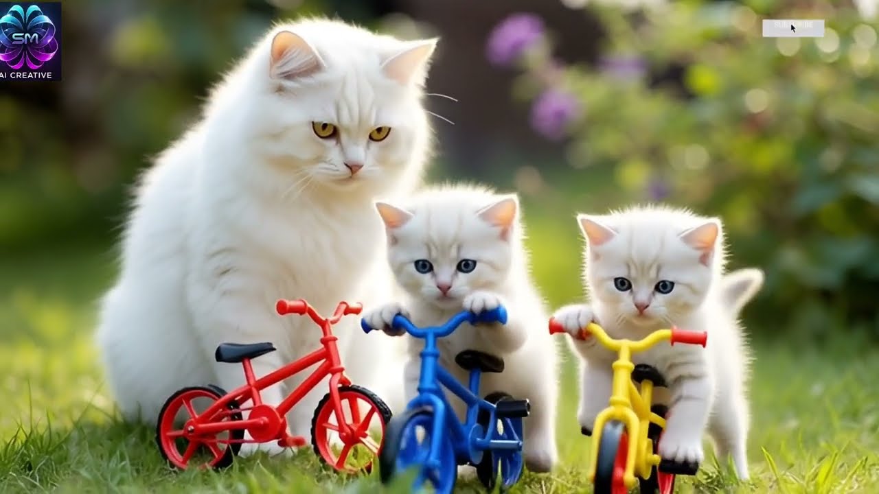 Mom cat cooking🍲 fish🐠🐟 for her kittens 
