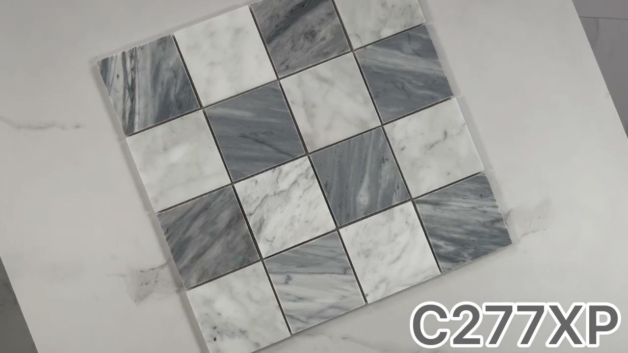 Carrara White Nero Marquina Black Marble 3x3 Checkerboard Mosaic