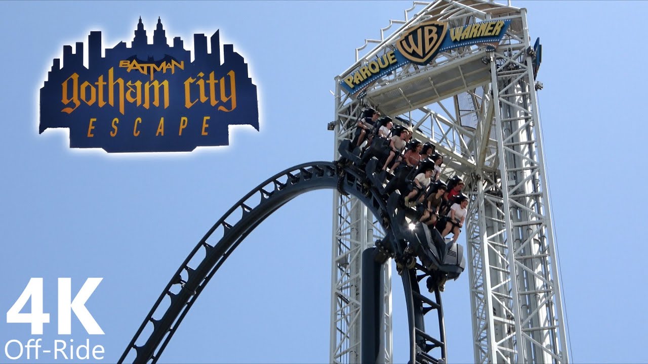 Batman Gotham City Escape - 4K Off-Ride - Parque Warner Madrid - Intamin LSM Coaster - Cinematic