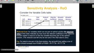 STAV101 Lecture 19B Sensitivity analysis: Interpretation of the objective function table