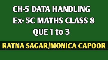 Class 8 Maths Ratna Sagar || Ex-5C Que 1 to 3 || Ch-5 DATA HANDLING || Monica Capoor