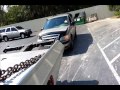 Flat bed tow truck, Towing cars, Using the wheel lift AKA stinger