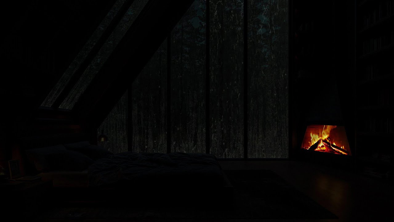 No Ads 💦 Heavy Rain Sounds for Sleeping 😴 Cozy Fireplace | Deep Sleep & Relaxation