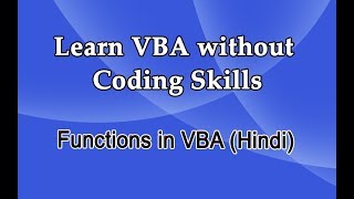 Functions in VBA - Custom formulas in excel