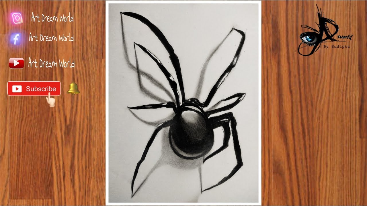 3d spider drawing tutorial // how to draw 3d drawings on paper step by