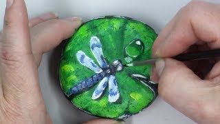 dragonfly rock painting tutorial beginners paint