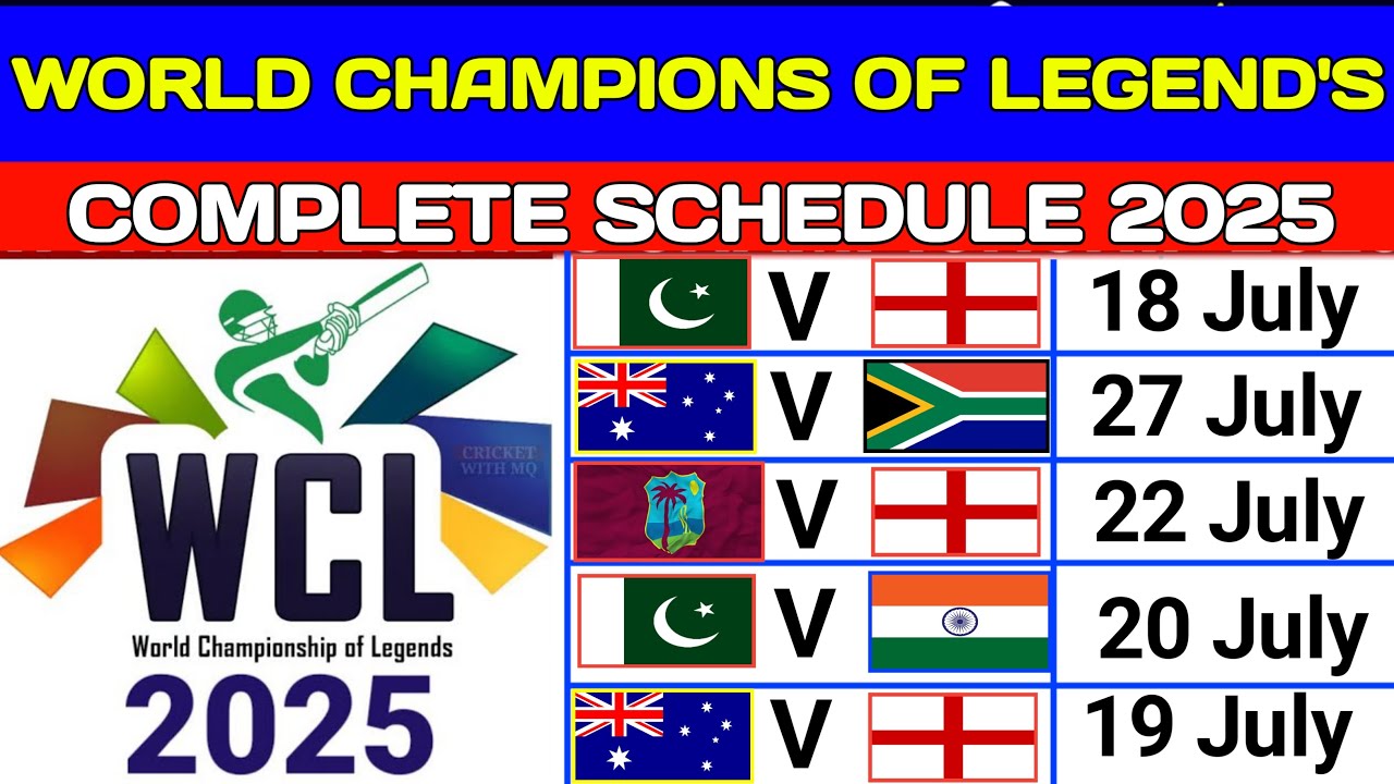 World champions of legends 2025 schedule / Legends league 2025 schedule ...