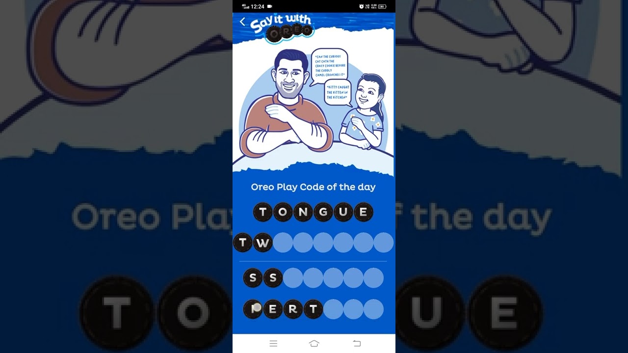 Paytm OREO play code for the day.paytm oreo 100%cashback offer.Ans.TODAY(21/02/2022) Monday.