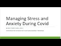 HealthyU webinar series - Managing stress and anxiety during the COVID-19 pandemic