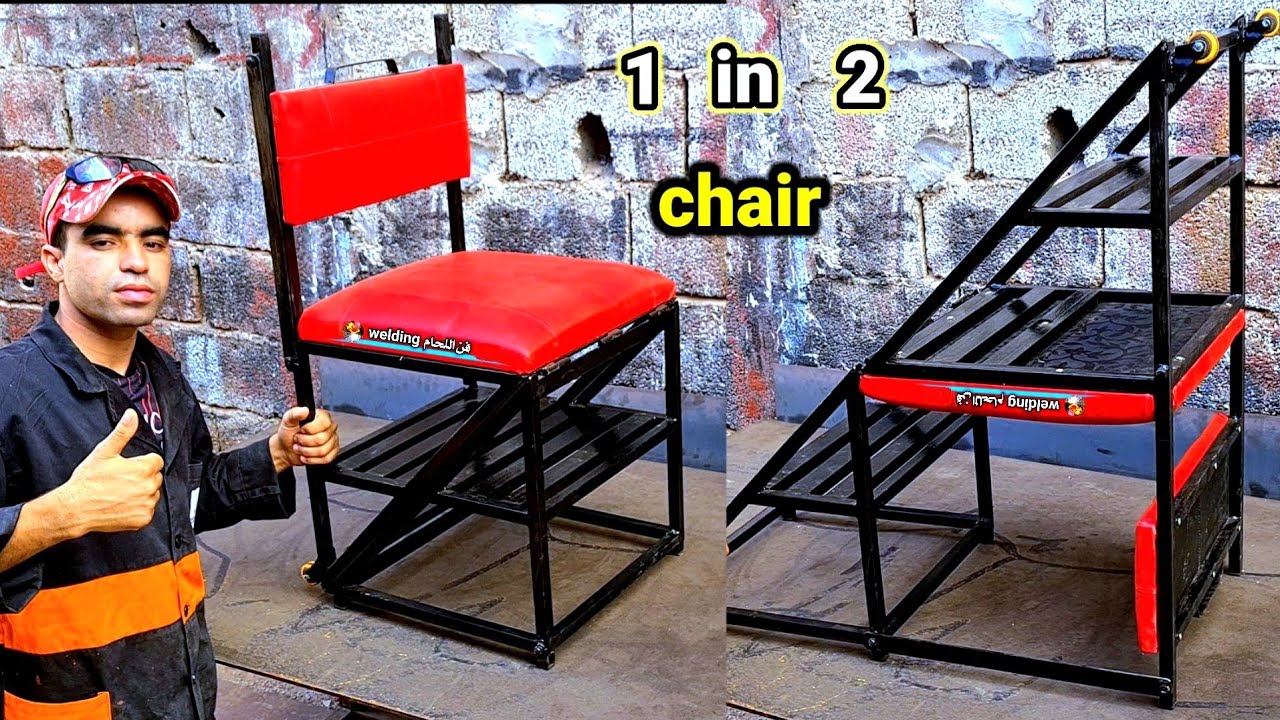 طريقة صنع كرسي سلم معدني | كرسي سلم معدني | سلم معدني | كرسي حديد مصنوع يدويًا @فن اللحام welding