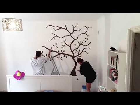 Wandtattoo / wandbemalung baum schlafzimmer youtube Wandtattoo schlafzimmer
