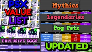 Pet simulator x value list Exclusive, legendry, mythical pets values in  gems 