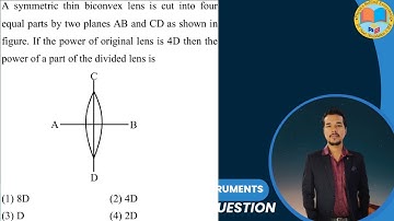 A symmetric thin biconvex lens is cut into four equal parts by two planes AB and CD as shown in figu