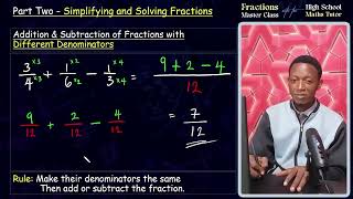 Adding and subtracting fractions with different Denominators (using equivalent method).