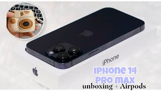 iPhone 14 Pro Max (Deep Purple 256gb) 💜 + Accessories 💜 | Airpods set up semi-aesthetic unboxing 📦