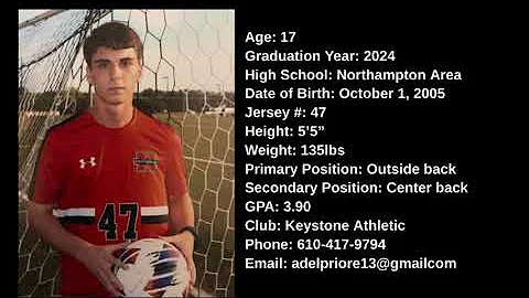 Antonio Del Priore Junior Soccer Highlights
