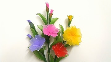 nylon stocking flowers tutorial/stocking flowers making/nylon stocking flower by rupali craft #2