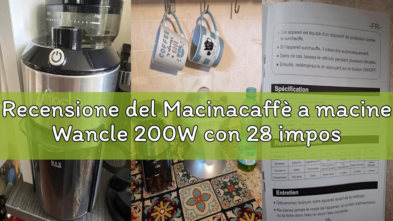 Macinacaffè a macine Wancle 200W con 28 impostazioni di macinatura