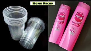 3 Superb Home Decor Craft Ideas using waste plastic bottle and plastic glass - Best out of waste