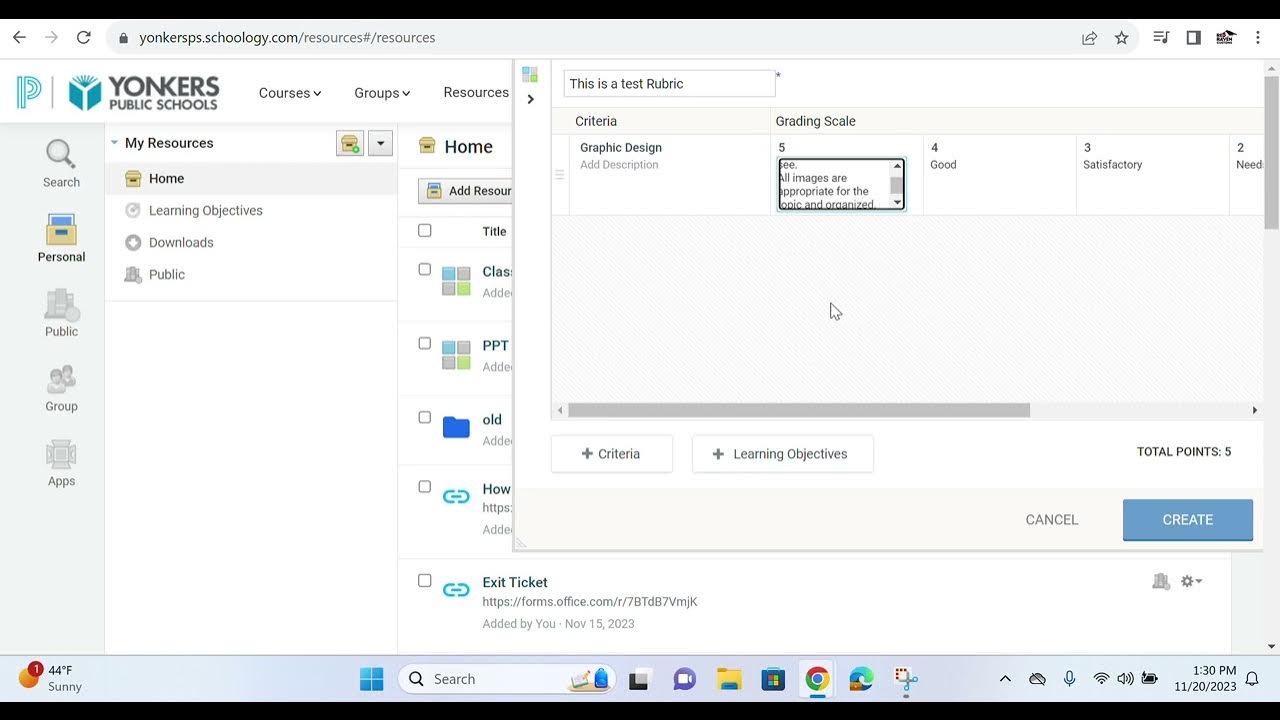 Creating a Rubric in Schoology YouTube