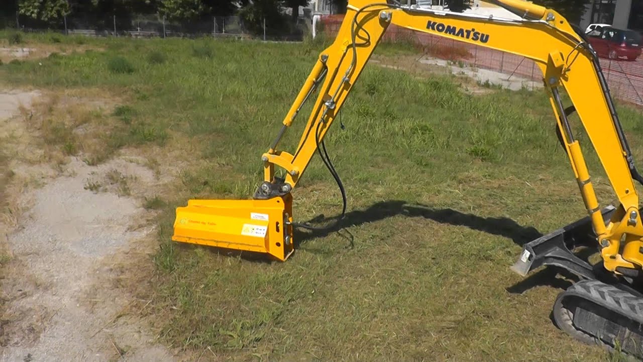 Hydraulic DA 95 bush cutter on Komatsu PC 55 mini excavator YouTube