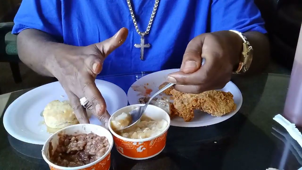 Popeyes 3 piece meal with mashed potatoes and gravy and red beans and