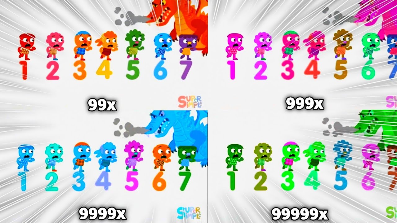 Super Simple Songs Seven Steps Dragon Chase! Вступительный логотип на скорости 999999x. Эффекты K...