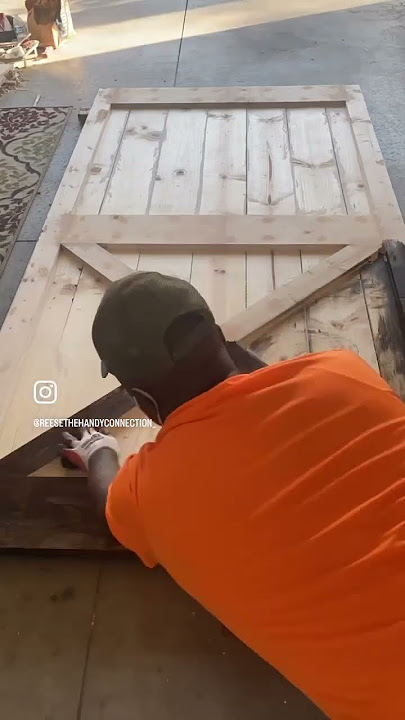 Custom built barn door πͺ. #barndoor #woodworking #satisfying #viral #howto #fyp #diy