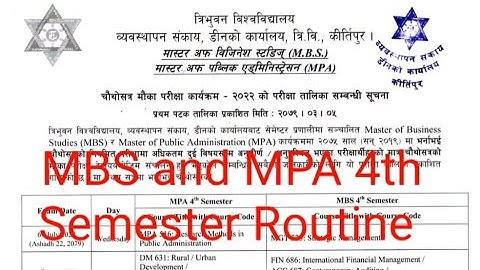 MBS and MPA 4th Semester Chance Examination Routine 2022