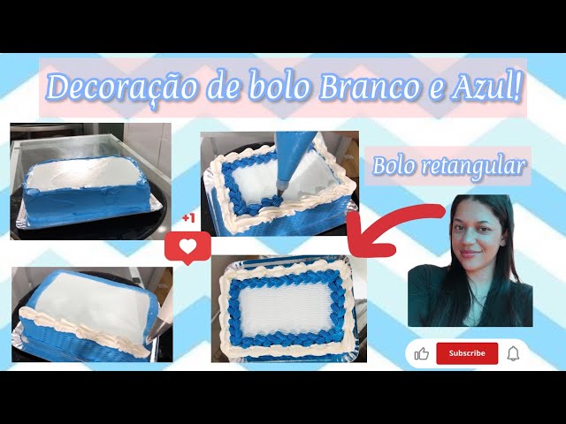 bolo quadrado #branco e azul #masculino #adulto
