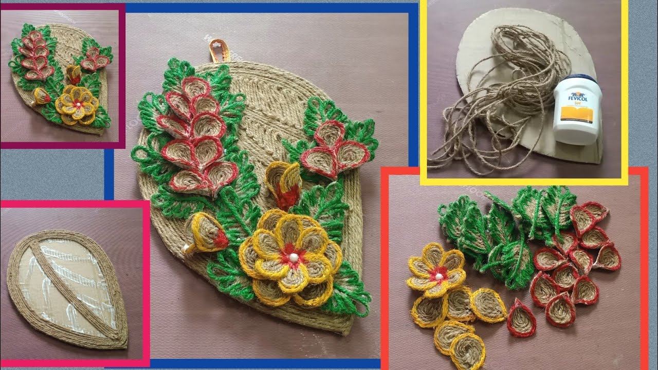 Easy jute wall hanging craft ideas are Recycled from waste material / jute craft