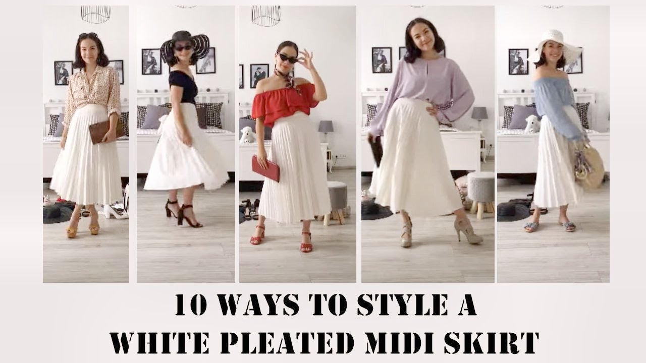 10 Ways To Style a White Pleated Midi Skirt - YouTube