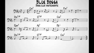 Blue Bossa Bass clef version - Play along chords