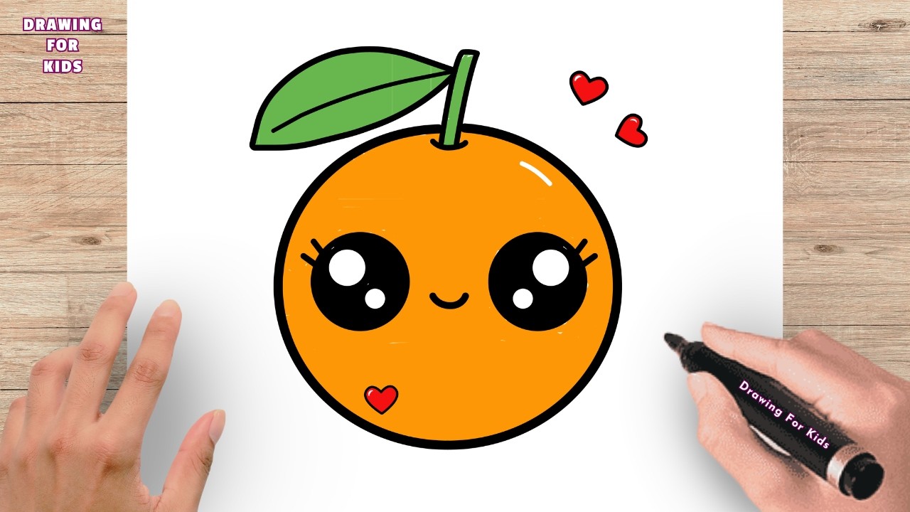 How to Draw a Cute Orange, Easy Step by Step for Kids and Toddlers ...