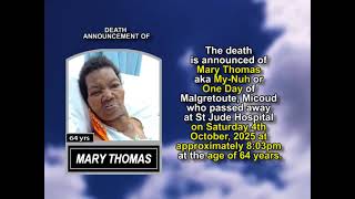 Mary Thomas ~ Short Obituary