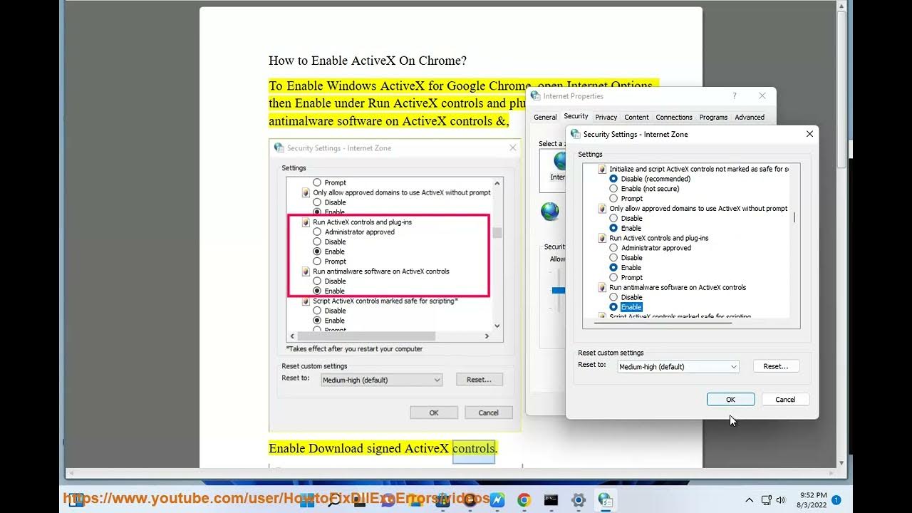 Enable ActiveX in Google Chrome on Windows YouTube