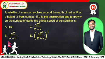 A satellite of mass m revolves around the earth of radius R at a height x from surface.