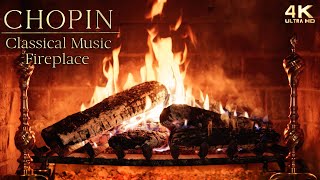 Relaxing Chopin Classical Music Fireplace ~ Chopin Piano Study Music Ambience